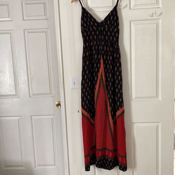 Irene’s Sky Viscose Maxi Dress Black Red adjustable Strap Small - Picture 2 of 11